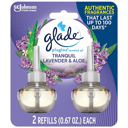 Glade PlugIns Refill 2 CT Tranquil Lavender & Aloe 1.34 FL. OZ. Total Scented Oil Air Freshener Infused with Essential Oils…
