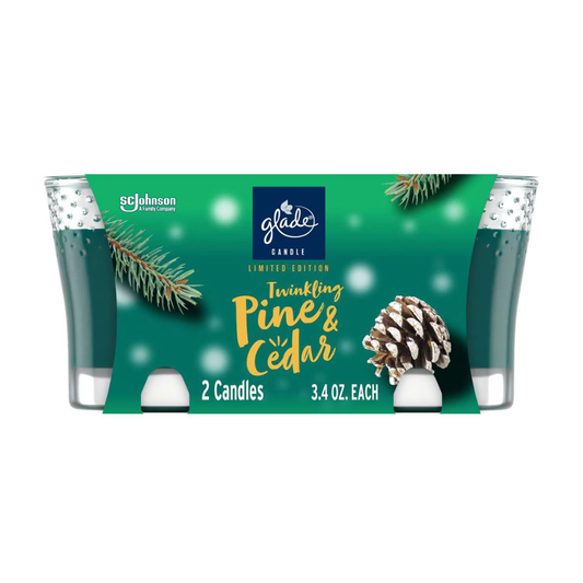 Glade Velas Pine & Cedar 2-Pack 3.4oz cada una – aroma amaderado