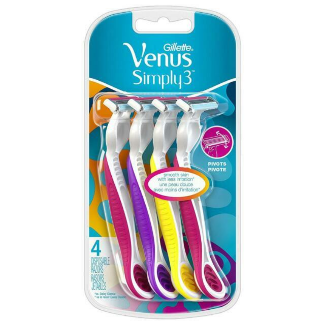 Gillette Simply Venus 3 rasuradoras desechables para mujer 4 pack