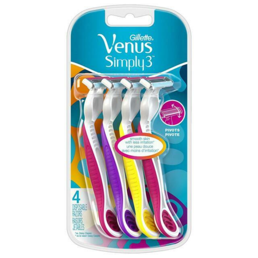 Gillette Simply Venus 3 rasuradoras desechables para mujer 4 pack