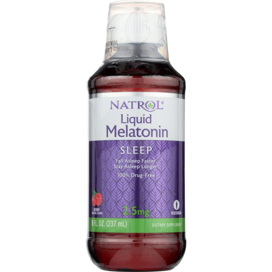 Natrol Liquid Melatonin 2.5mg Sleep Support jarabe sueño sabor berry 8oz