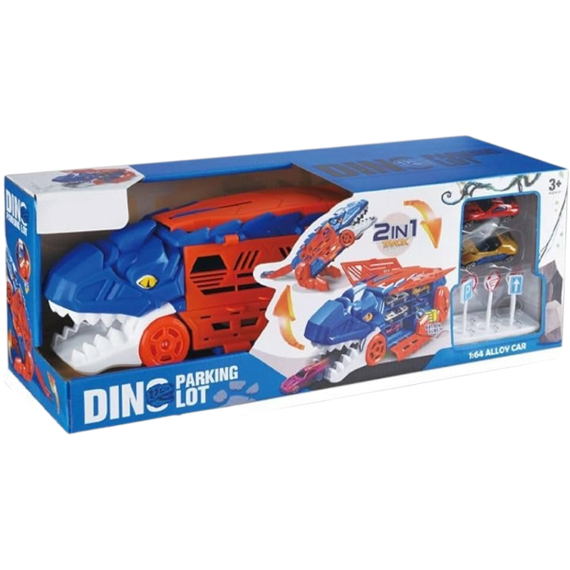 Six Six Zero 2-in-1 Dinosaur Transport Truck & Parking Lot Playset