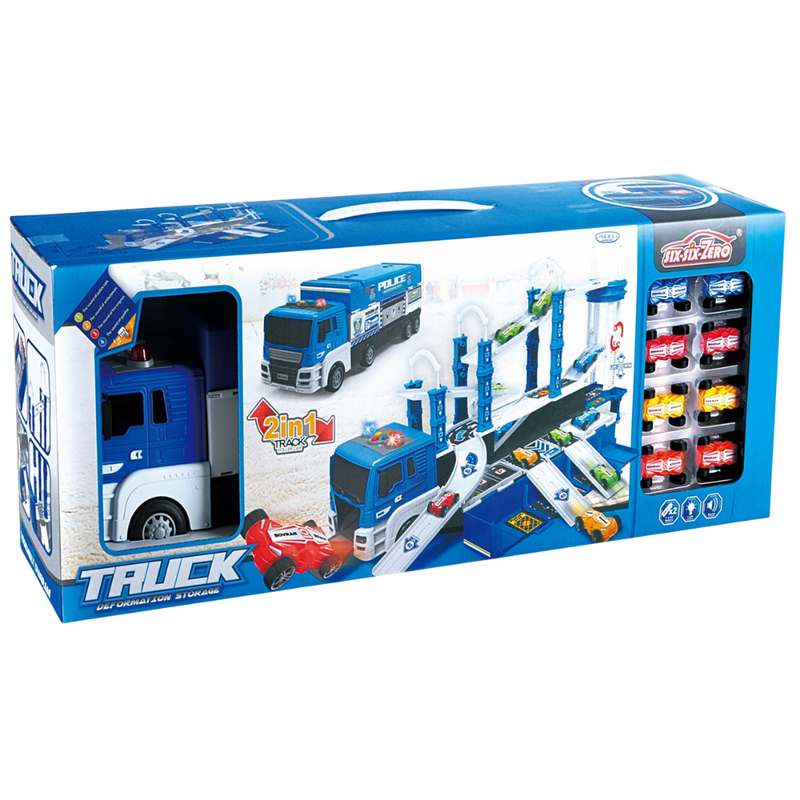 Six Six Zero 2-in-1 Fire Truck Deformation Storage Playset (12 Alloy Cars)