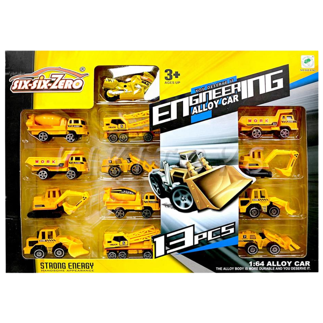 Six Six Zero Engineering Alloy Car set vehículos construcción juguete 13 piezas