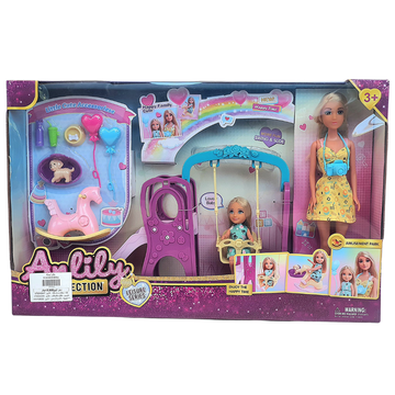 Anlily Happy Family Amusement Park Playset muñecas parque tobogán columpio