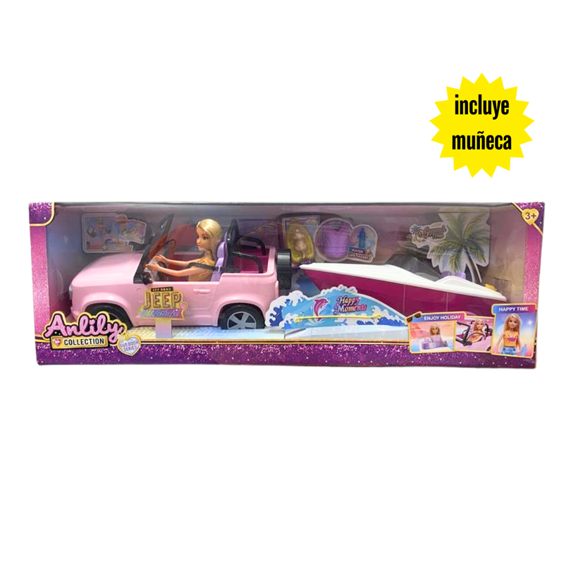 Anlily Off-Road Jeep & Boat Doll Playset (11.5in)