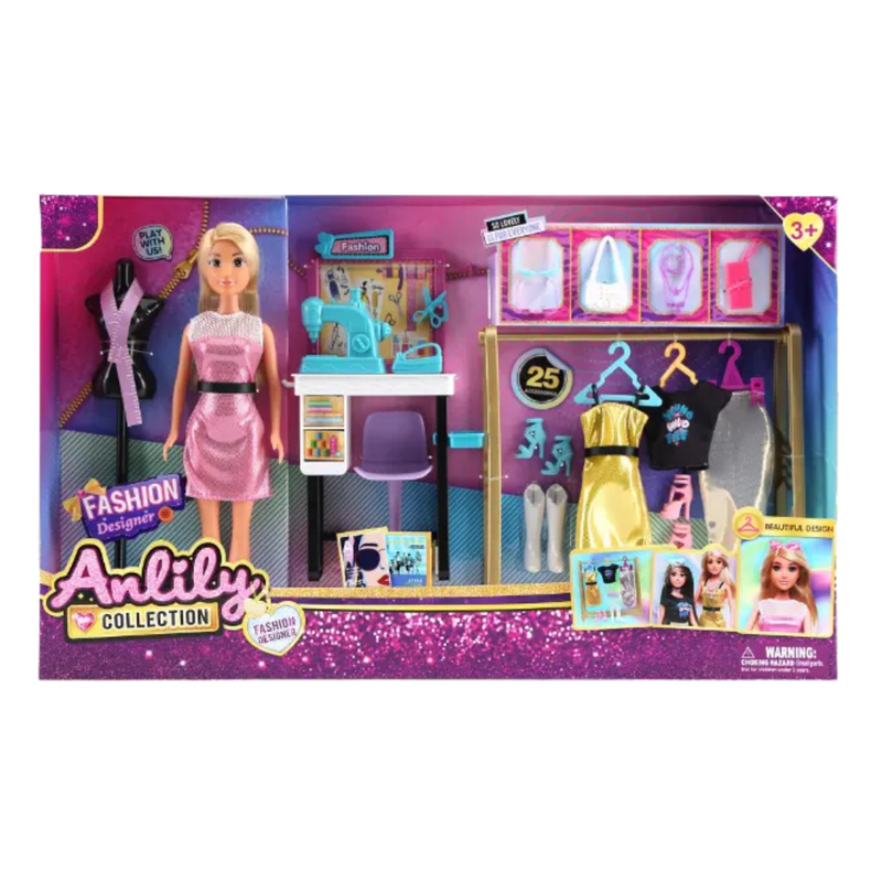 Anlily Collection Fashion Designer Doll Playset with Sewing Machine