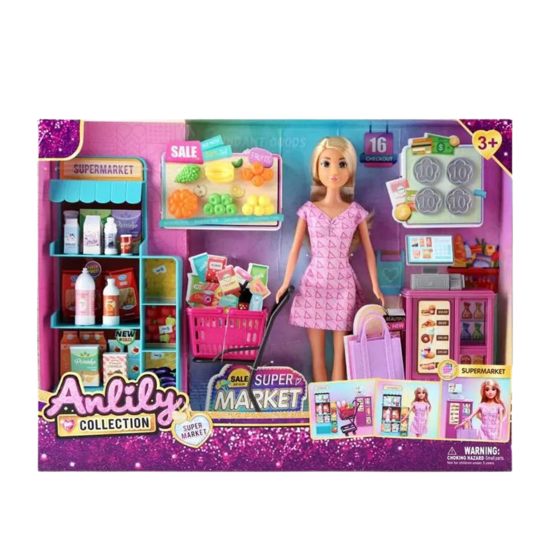Anlily Supermarket Playset muñeca supermercado carrito comida juguete