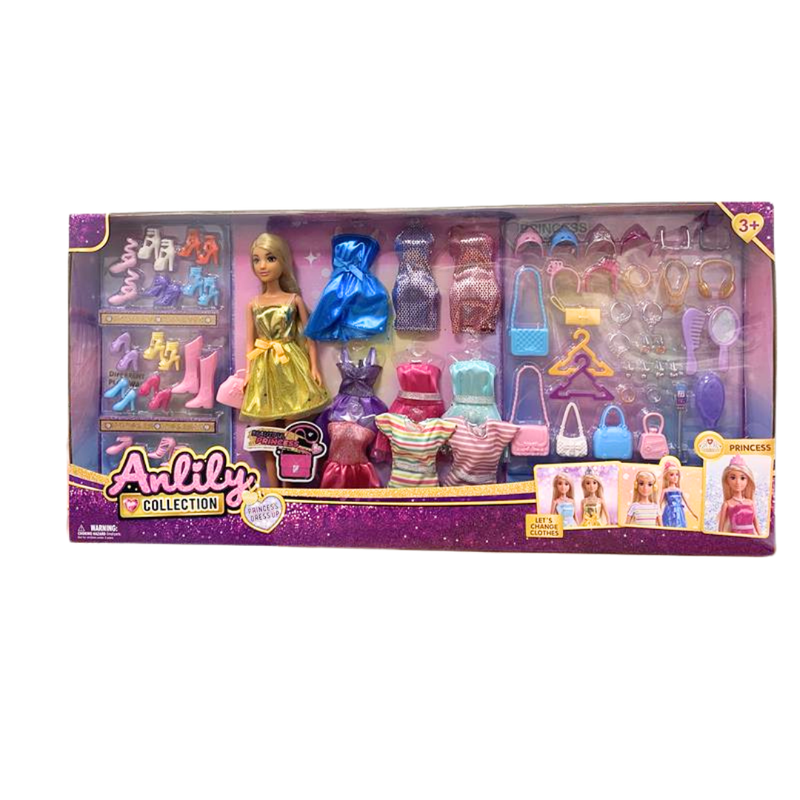 Anlily Princess Royal Bedroom Playset with Doll & Canopy Bed