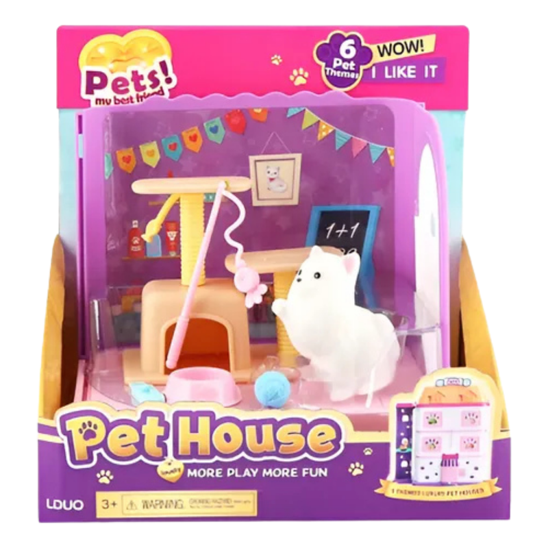 LDUO Pet House Playset - Cat Playroom & Scratching Post Theme