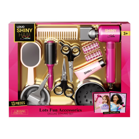 LDUO Shiny Hair Salon 7 pcs set peluquería juguete tijeras peine