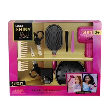 LDUO Shiny Hair Salon set 9 piezas plancha pelo juguete tinte
