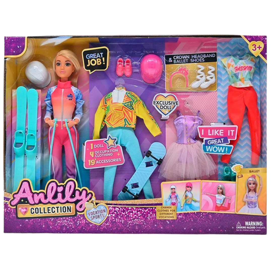 Anlily Collection muñeca con ropa de ballet y deportes