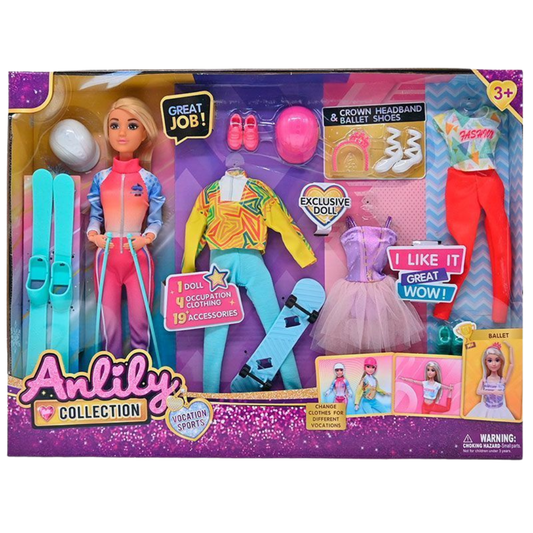 Anlily Collection muñeca con ropa de ballet y deportes
