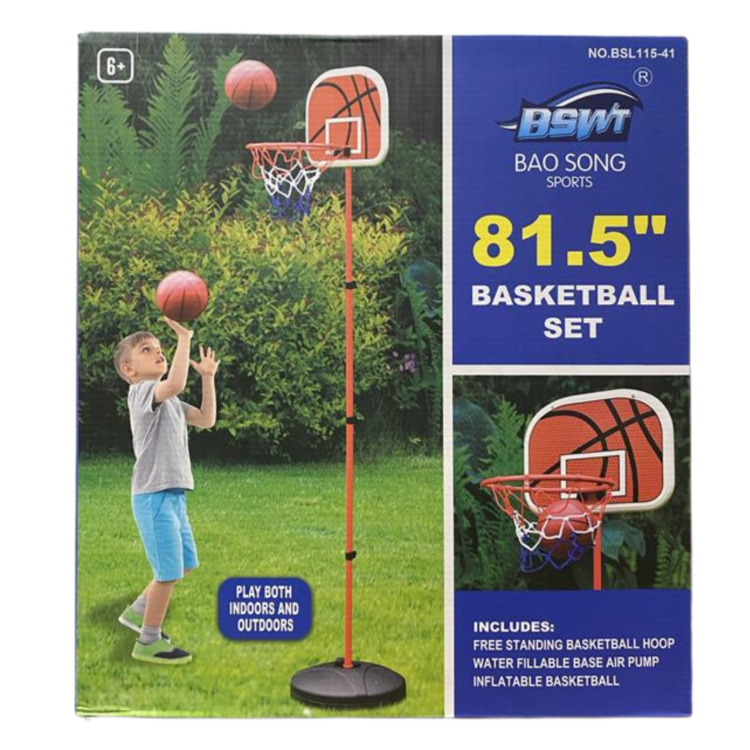 BSWT Basketball Set canasta baloncesto niños ajustable 2 metros