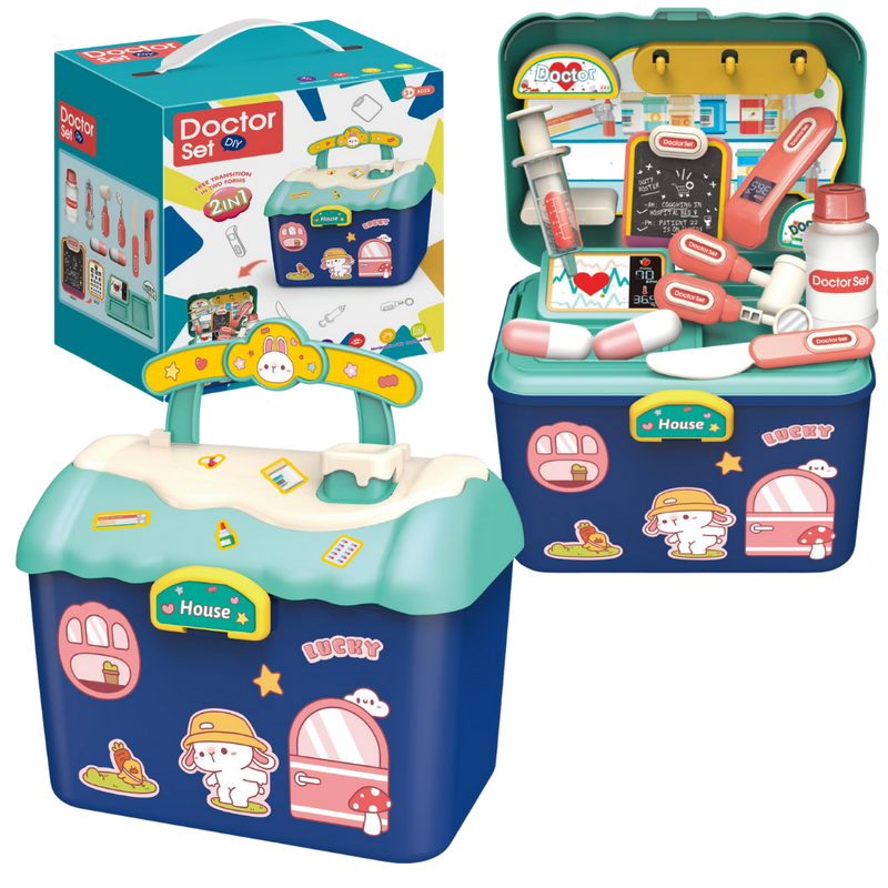 2-in-1 Doctor Medical Kit Carry Case Playset (Blue)