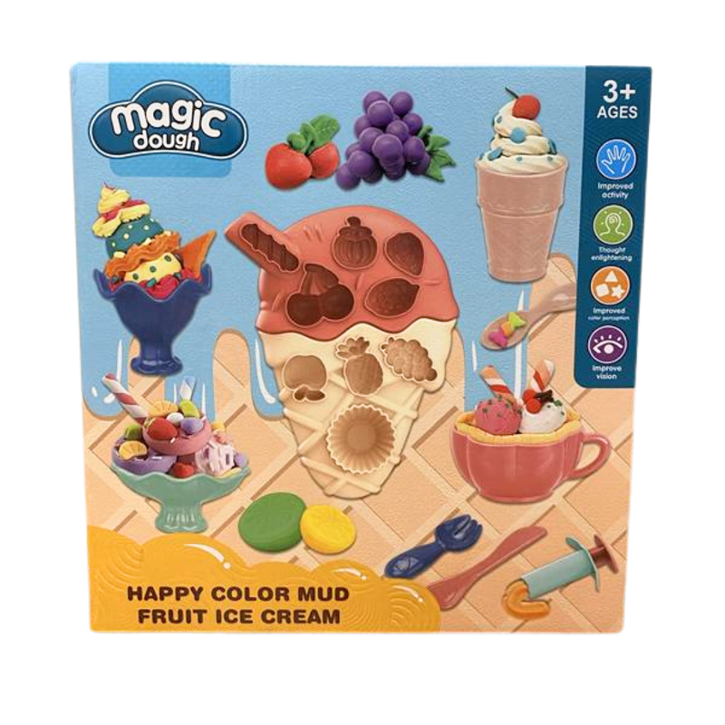 Magic Dough Fruit & Ice Cream Modeling Clay Kit with Molds