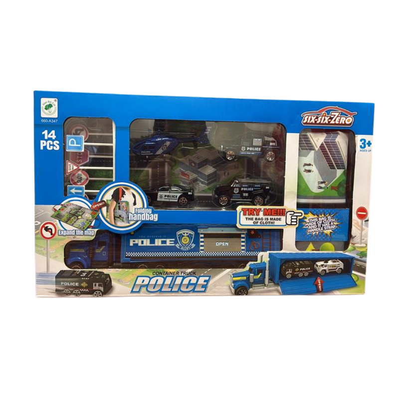 Elite Police Command Transport Truck Playset with Die-Cast Vehicles