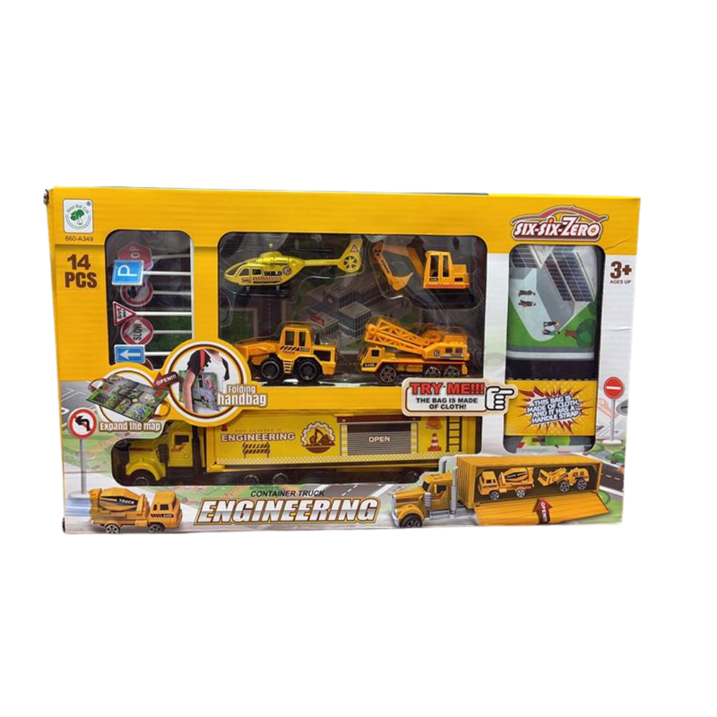 Heavy Duty Construction Transport Truck Playset with Vehicles