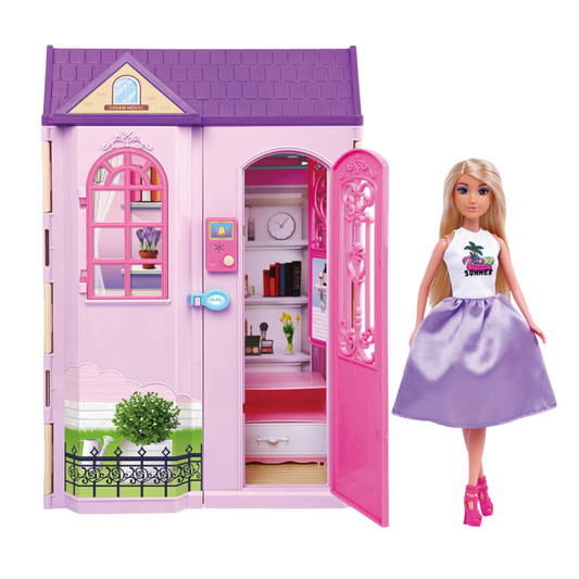 Casa de sueños Anlily Collection con muñeca y accesorios rosa