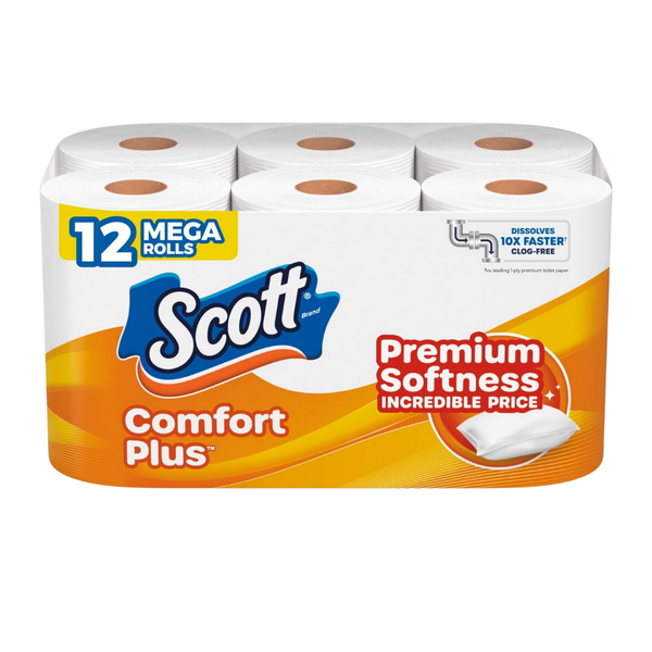 Scott Comfort Plus Toilet Paper 12 Mega Rolls (310 Sheets per Roll)
