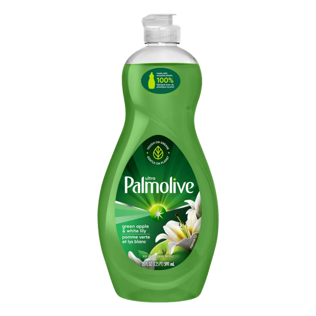 Botella verde de jabón líquido para platos Palmolive Ultra Manzana Verde 20oz.