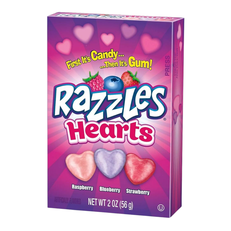 Razzles Hearts Valentine's Day Fruit Candy to Gum (2oz)