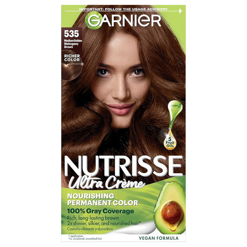 Garnier Nutrisse Ultra Crème 535 Medium Golden Mahogany Brown (Kit)