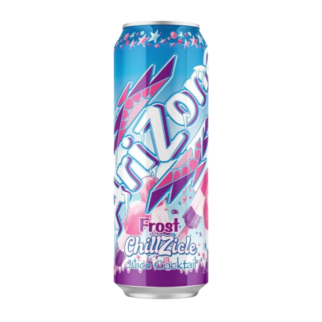 Lata de AriZona Frost Chillzicle ponche de frutas refrescante 22oz.
