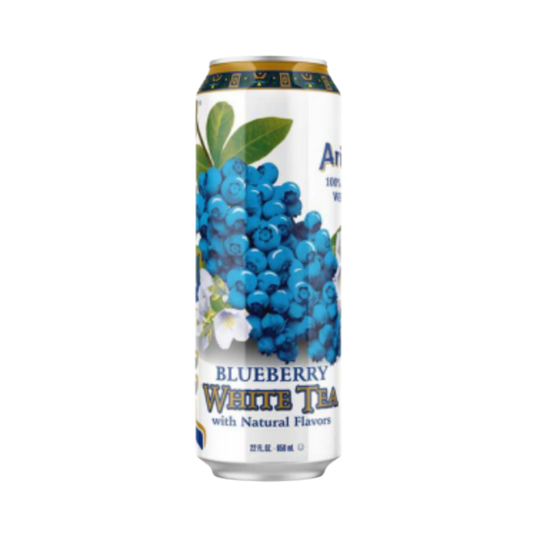 Lata de AriZona Blueberry White Tea té blanco con arándanos 22oz.