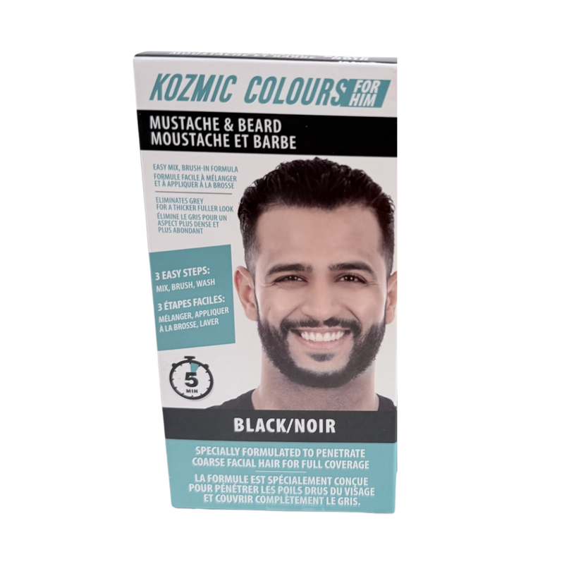 Kozmic Colours for Him Mustache & Beard Color - Black (5-Minute)