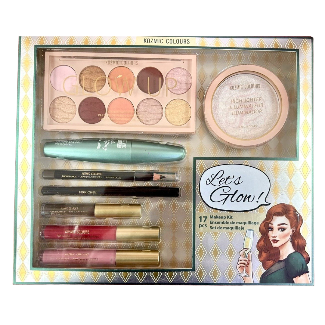 Kozmic Colours Glow Up Makeup Kit set maquillaje 17 piezas