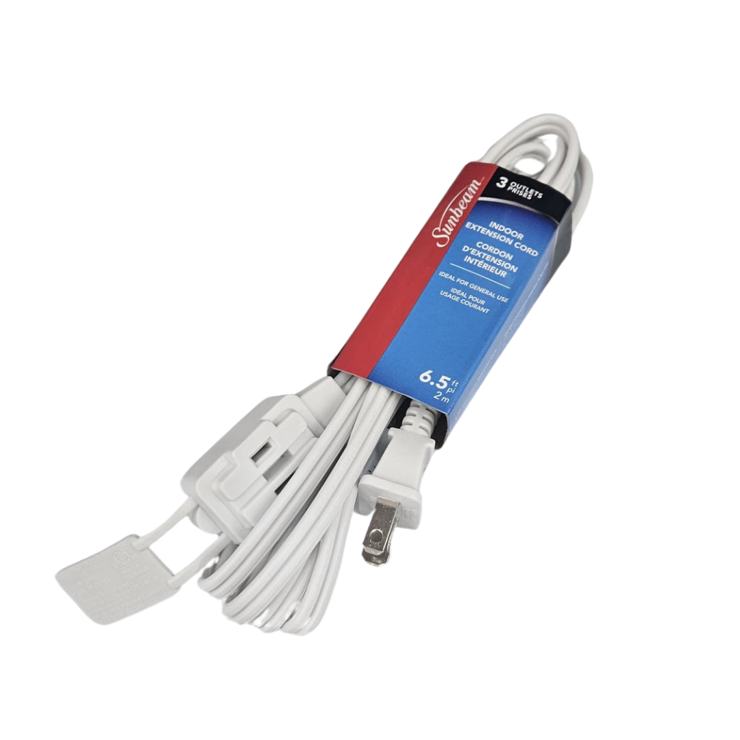 Sunbeam Extension Cord 6.5ft extension electrica blanca 3 tomas