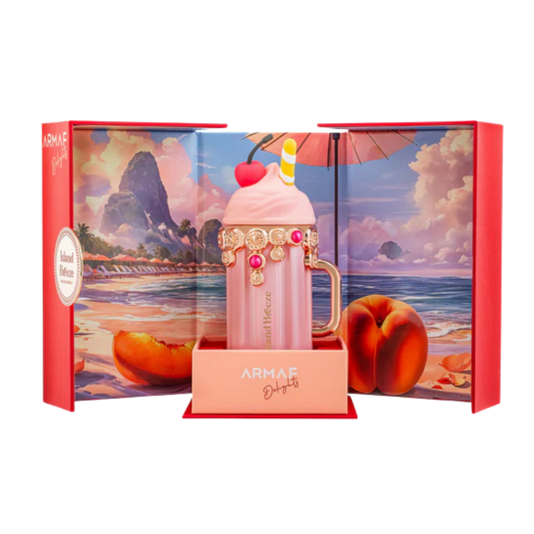 Perfume Armaf Island Breeze para mujer frasco rosa diseño batido 100ml.