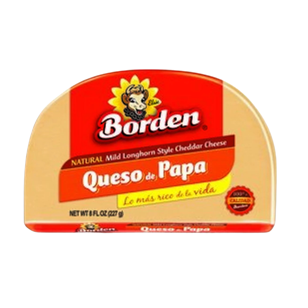 Bloque de queso cheddar suave Borden Queso de Papa estilo Longhorn 8oz