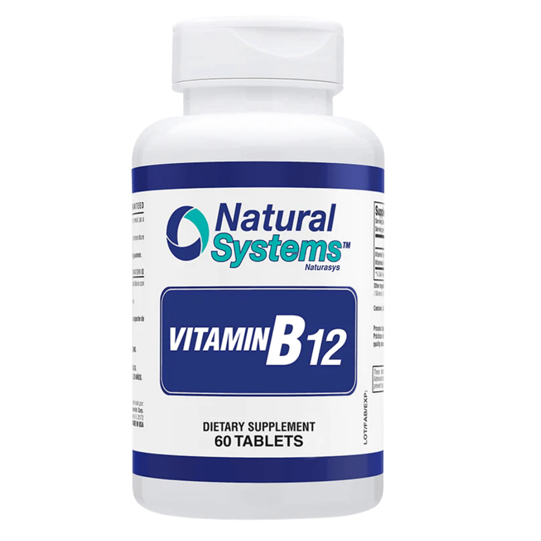 Tabletas de Vitamina B12 Natural Systems soporte de energía 60 unidades