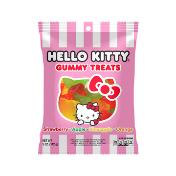 Bolsa de gomitas Hello Kitty Gummy Treats sabores frutales mixtos.