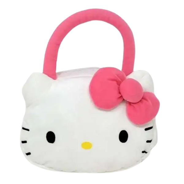 Sanrio Hello Kitty Plush Face Handbag Tote (White/Pink)