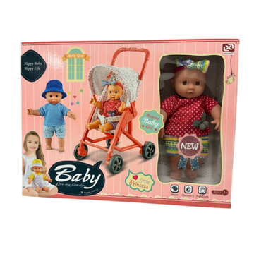 Happy Baby Doll Stroller muñeca bebé con cochecito juguete rojo