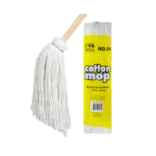 Mopa de algodón Global Brands No. 24 con mango de madera resistente