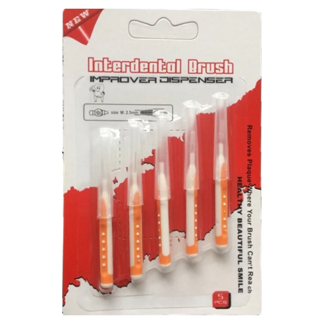 Cepillos interdentales 2.5mm naranja paquete de 5 limpieza oral