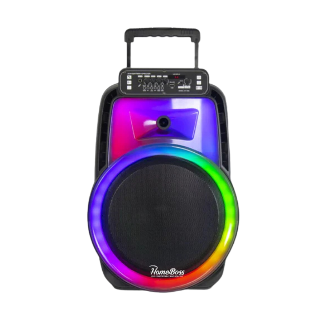 Bocina portátil HomeBoss 15 pulgadas Bluetooth con luces LED