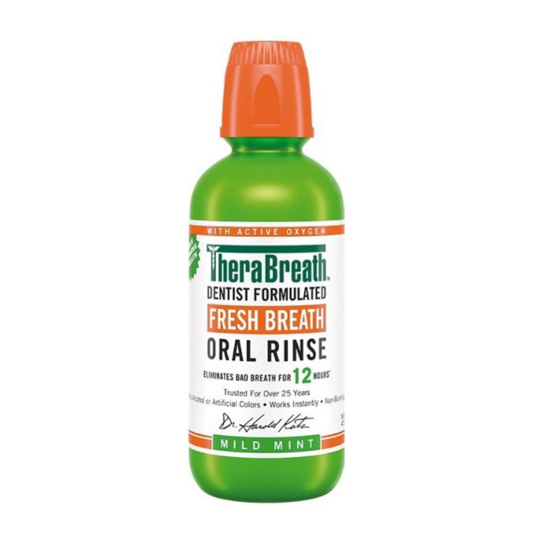 Enjuague bucal TheraBreath Fresh Breath sabor Mild Mint sin alcohol 16oz