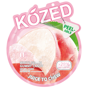 Kozed gummy candy white peach sin grasa gomitas durazno 2.65oz