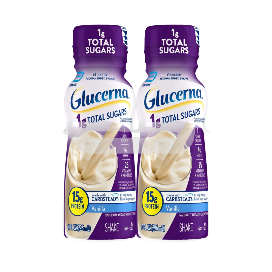 Glucerna 1g Sugar Vanilla Shake batido nutricional diabetes 4 botellas