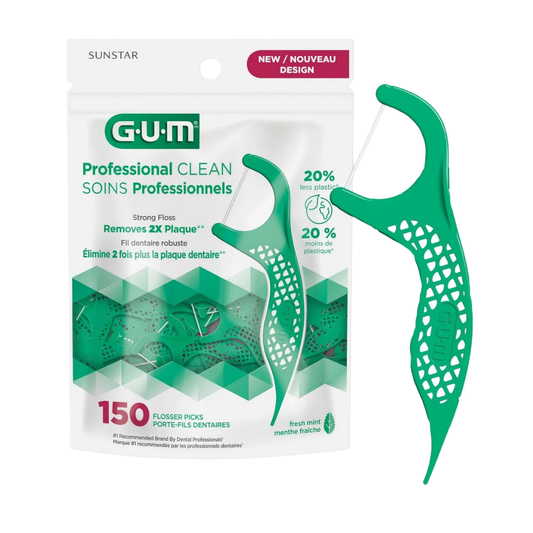 Hilo dental con mango GUM Professional Clean sabor menta 150 piezas