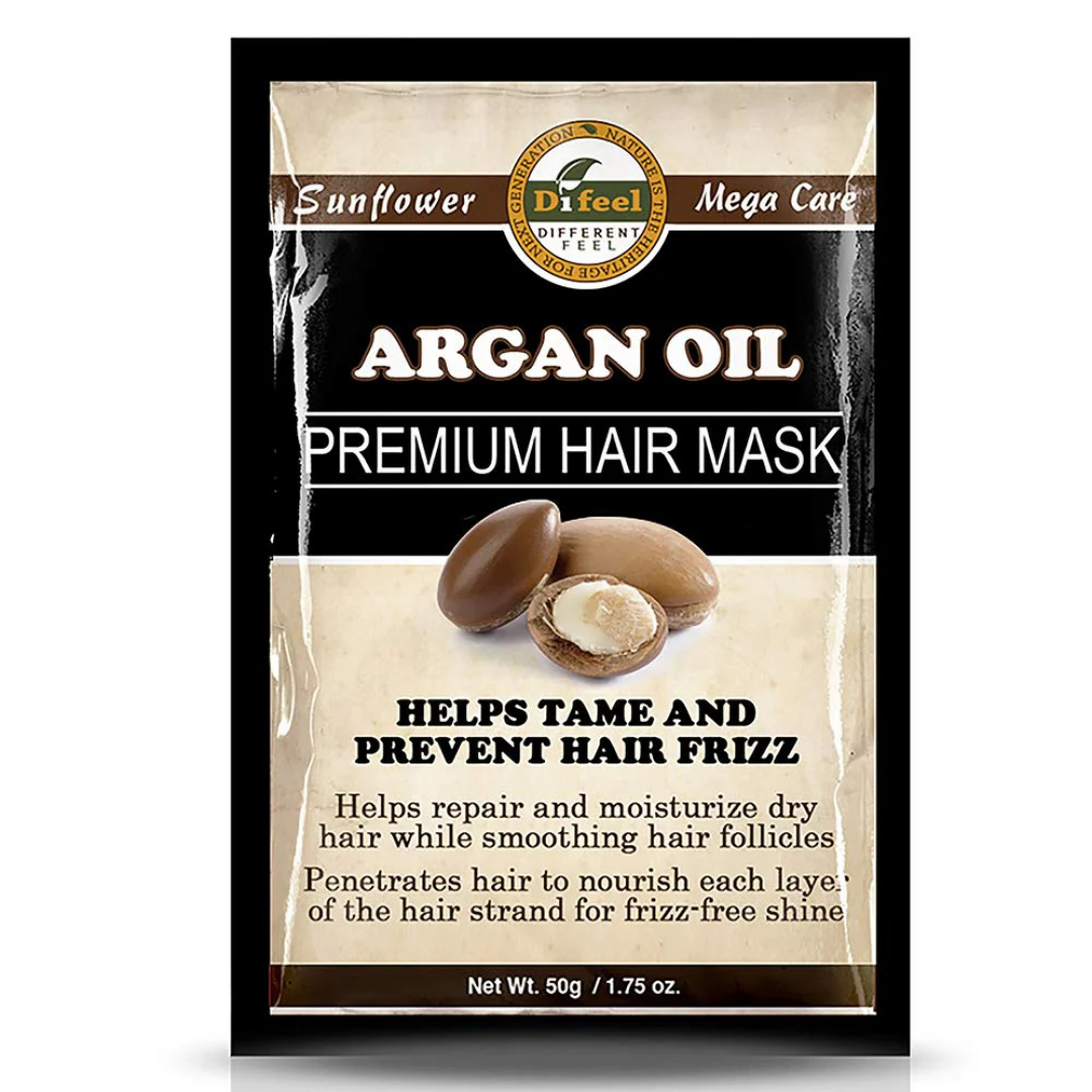 Mascarilla capilar Difeel Argan Oil 1.75oz nutritiva y anti-frizz