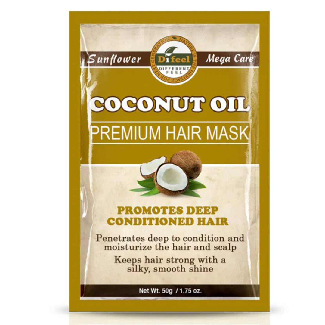 Mascarilla capilar Difeel Coconut Oil hidratación profunda 1.75oz