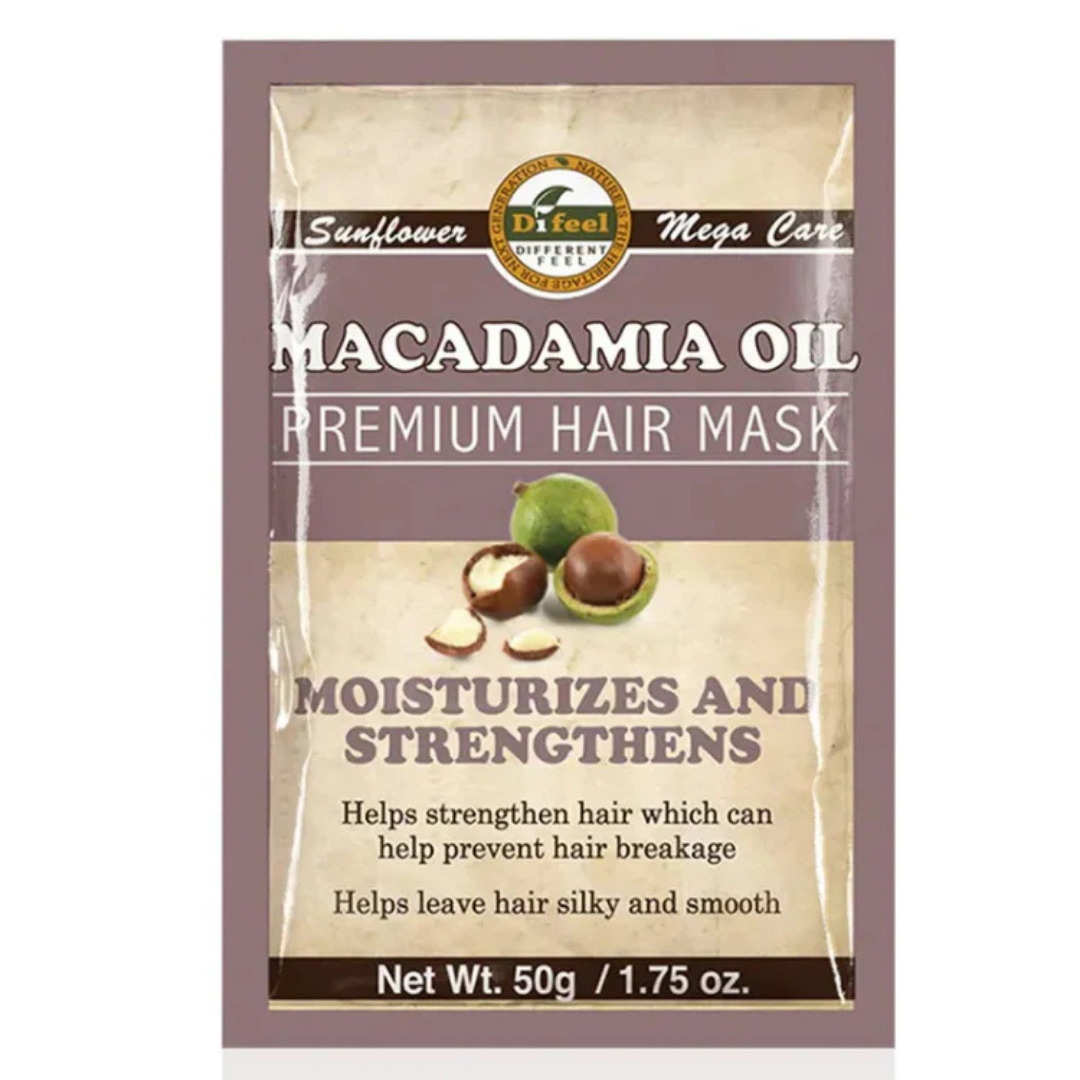 Mascarilla capilar Difeel Macadamia Oil hidrata y fortalece 1.75oz
