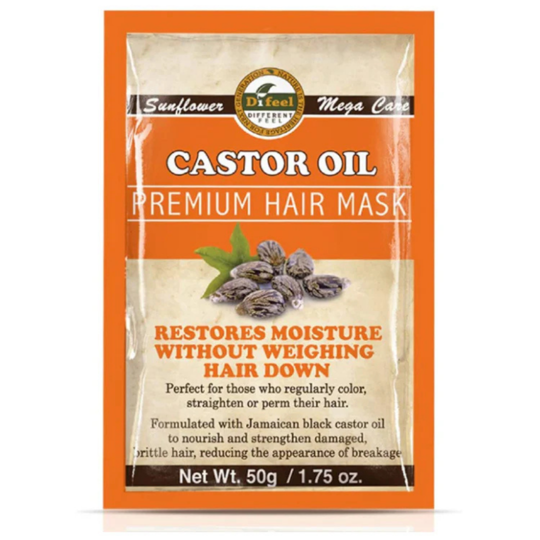 Mascarilla capilar Difeel Castor Oil repara cabello dañado 1.75oz